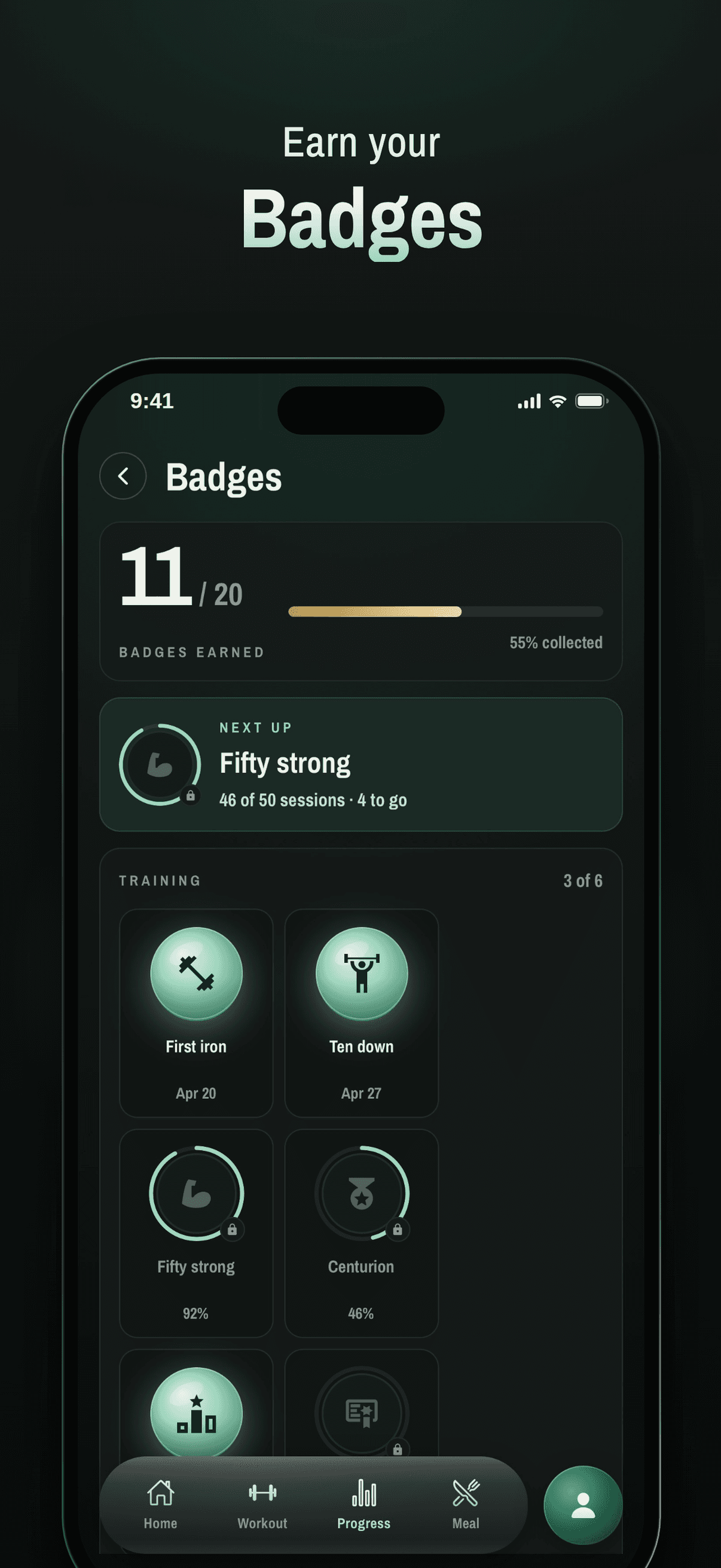 Badges you earn as you train